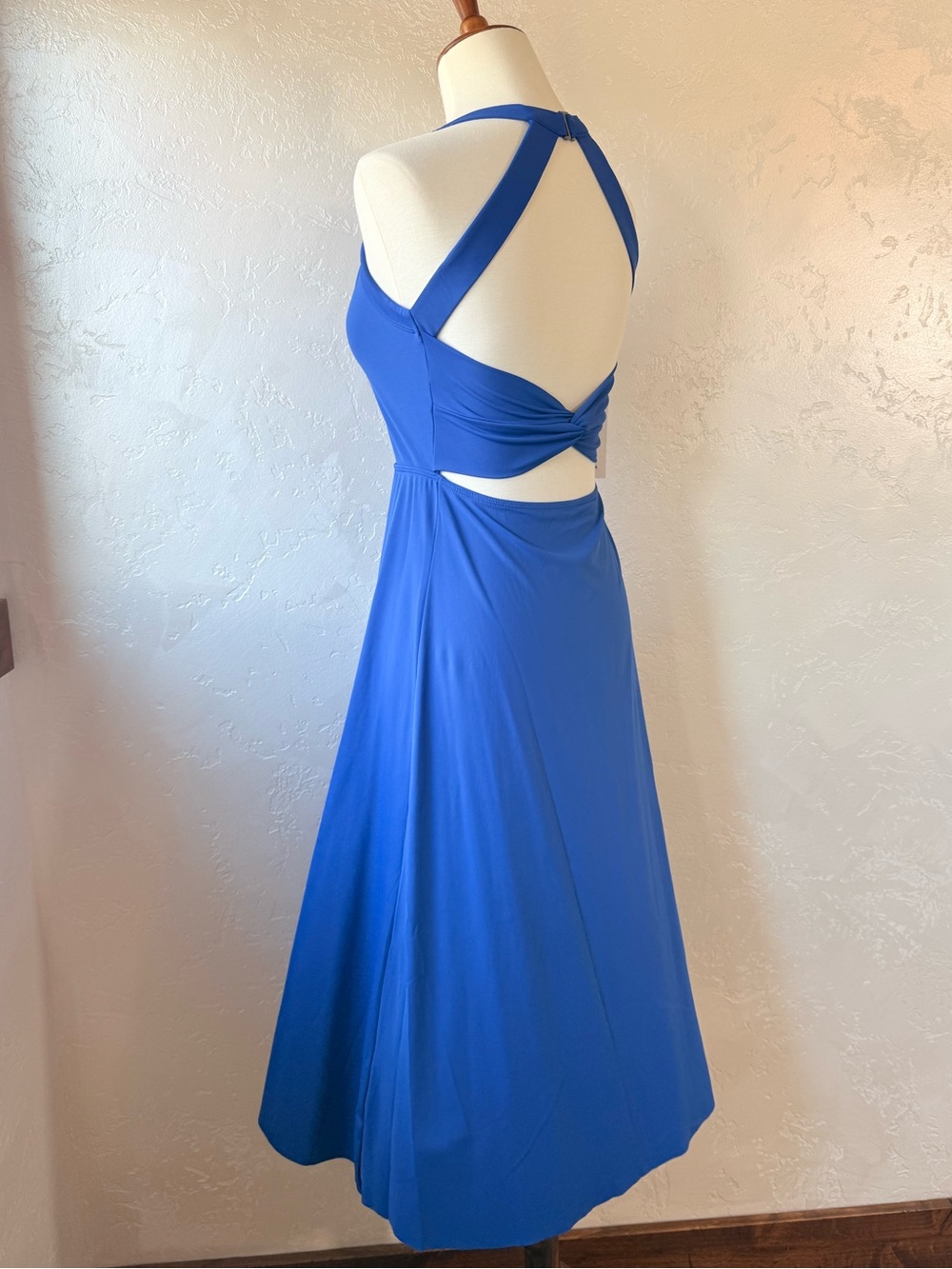 NWT Halara Blue Halter Back-Twist A-Line Dress